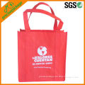 Red color pp non woven shopping tote bag with printing